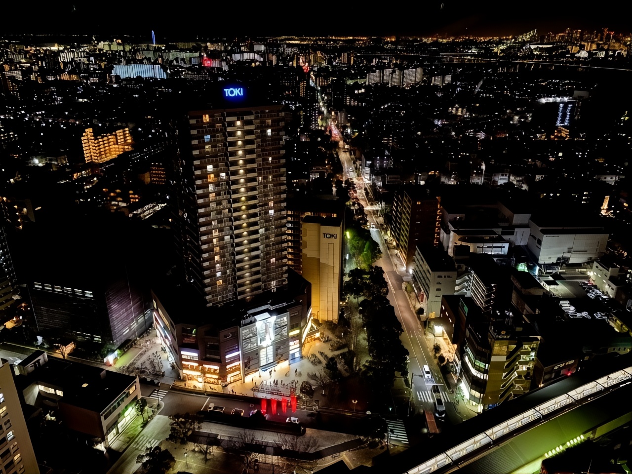 上空から見た江戸川区の夜景